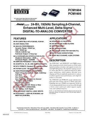 PCM1604PTR datasheet  